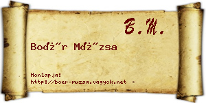 Boér Múzsa névjegykártya